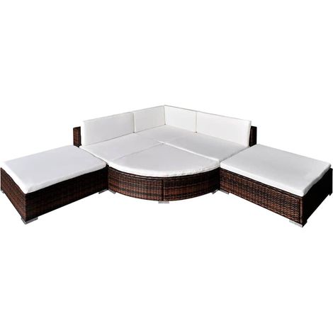 Maison Exclusive - Set Divani da Giardino 6 pz con Cuscini in Polyrattan Marrone (1/4)