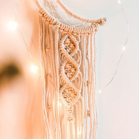 Attrape-rêves en forme de lune, corde de coton tressée, décoration murale tissée artisanale (1/5)