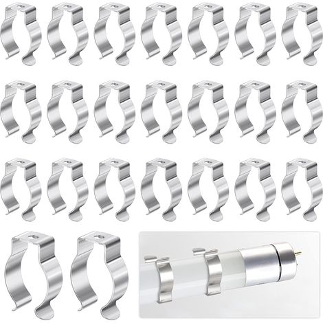 (Plata) Clip de fijación de lámpara - 28 x 23 x 9,8 cm, 30 piezas Soporte de lámpara de tubo fluorescente para fijar el tubo de la lámpara para evitar que se combe, Soporte de tubo fluorescente apto p