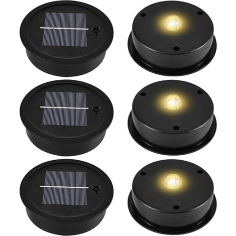 [NIEMALS VERWENDET] 6 Stück Solarleuchten Ersatzteile, LED Solarlampen Ersatz Top, ,Garten Solar Laterne Ersatzdeckel für Außen Garten Dekor（Außendurchmesser 8,1cm, Innendurchmesser 7,3cm）           [
