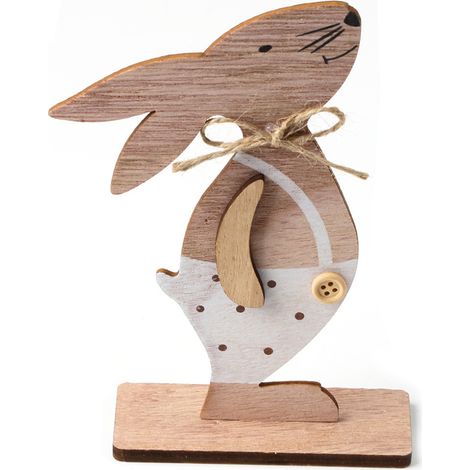 Décoration de Pâques en Bois - Lapin de Table pour Bureau et Maison (1/5)