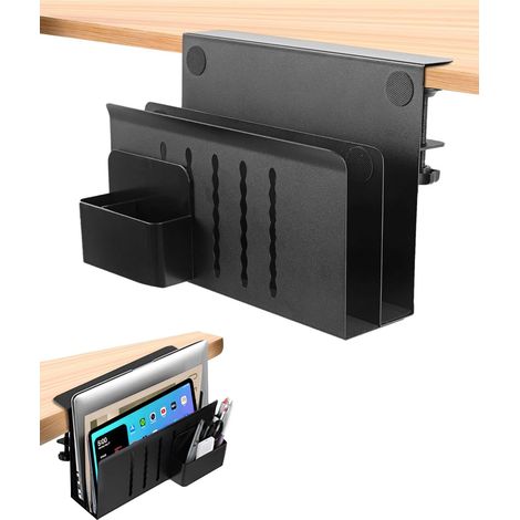 Rangement Bureau Organisateur Support PC Tiroir Portatif Noir Double Couche Porte Stylo (1/5)