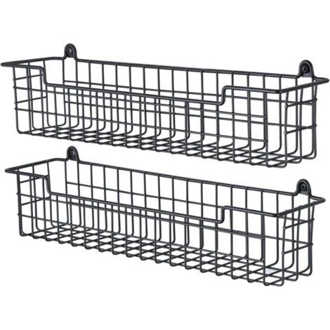 Étagère à épices murale, étagère de rangement pour porte d'armoire, lot de 2 étagères à épices murales permettant de gagner de la place pour la cuisine, noir (1/4)