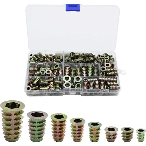 Insert Écrou Fileté Hexagonal - Alliage De Zinc - M4 M5 M6 M8 - Pour Assemblage Meubles En Bois - 230 Pièces (1/5)
