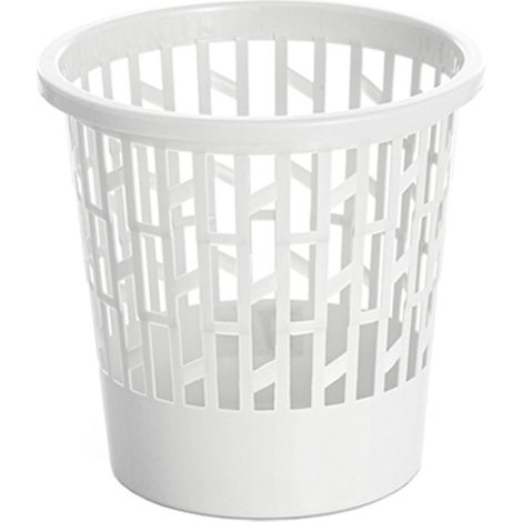 Weißer Abfalleimer aus Kunststoffgitter, 12 l, p27bl