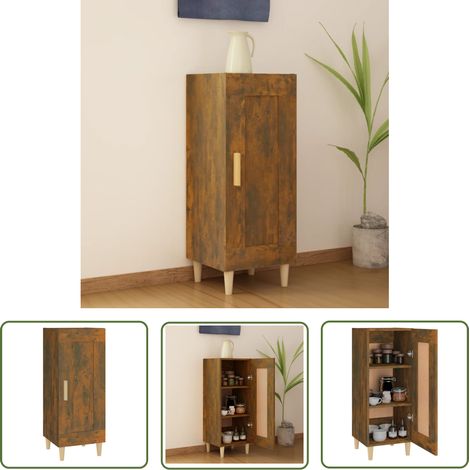 The Living Store Sideboard Räuchereiche 34,5x34x90 cm Holzwerkstoff - Schreibtisch - Regal - Wohnzimmermöbel - Holzmöbel - Sideboard (1/5)