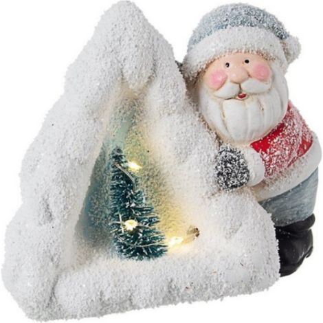 Babbo natale "Wintry" con pino e led in ceramica decorazioni natalizie (1/2)