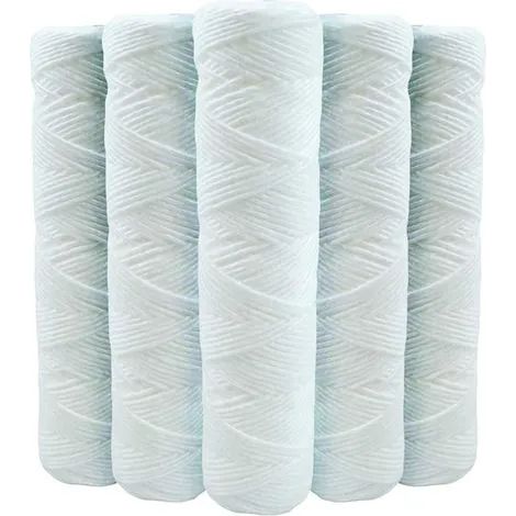Lot de 5 cartouches filtrantes à enroulement de 9 pouces (23 cm) et de 3/4 à 20 microns, anti-sédiments, compatibles avec les filtres de 10 pouces (25 cm). (1/3)