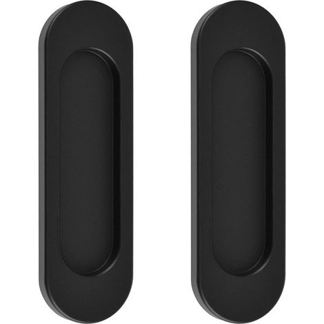 Poignées de porte coulissante ovales autocollantes, 2 pièces, en alliage d'aluminium, sans perforation(noir mat, 100 mm) (1/5)