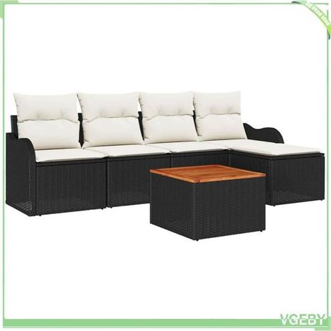 Ensemble de canapé de jardin - FAFEICY - Design modulaire - Noir - 6 pièces - Résistant aux intempéries (1/5)