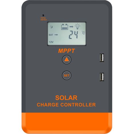 20A Contrôleur solaire de tension automatique 12 volts/24 volts, régulateur de panneau solaire, écran LCD, contrôleur solaire avec rétroéclairage, plusieurs modes de contrôle de charge