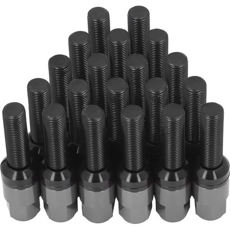 Boulons de roue M14x1.5, siège conique, tige 45mm, hexagone 17mm, accessoires auto universels, teinte titane, lot de 4. (1/5)
