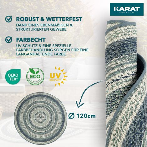 Outdoorteppich Zoe Blau Rund 120 cm Durchmesser