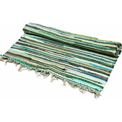 Petit Tapis Rag - 50x90cm - qualité premium - Verts Naturels- Vendu par 1 (1/4)