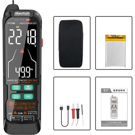 Multimètre numérique FY159B multimètre numérique Intelligent, multimètre Portable entièrement automatique, multimètre à affichage numérique (1/5)
