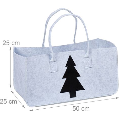 Cesta para leña diseño acogedor almacenamiento juguetes 40 x 30 x 30 cm de fieltro gris 130014114 (1/4)