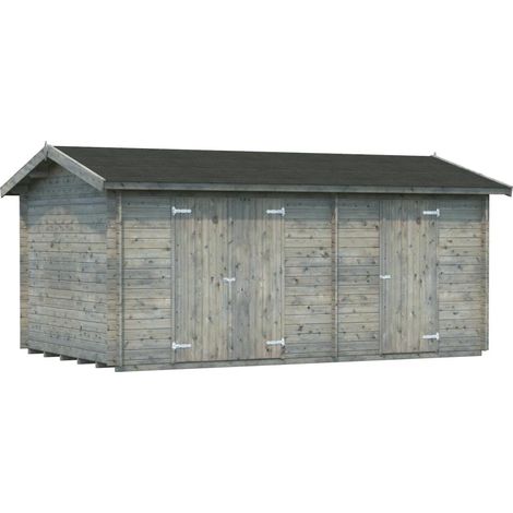 Abri de jardin en bois Jari 14,5 m2 Traité Gris (1/3)