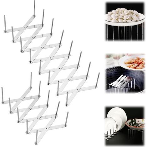 Étagères de rangement lot de 2 - supports inox extensibles pour assiettes et casseroles (1/5)