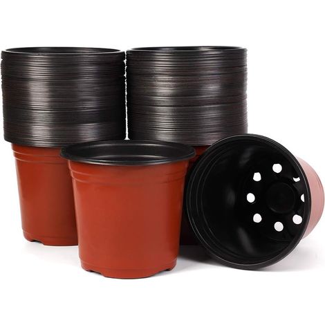 Set mit 15 Kunststofftöpfen, 15 cm, für Setzlinge, Pflanzen und Blumen, Pflanzgefäße