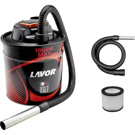 Lavor – Aspirateur à cendres 1000 W – Fût acier 18L – Filtre lavable – Dépression 150 mbar – Pour cheminées et poêles à granulés
