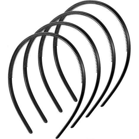 4er-Pack Stirnbänder für Herren, schlichte Sport-Stirnbänder aus Kunststoff mit elastischem Kamm und rutschfestem Haarband, DIY-Haarreif mit Halteklammern für Damen und Herren (1/5)