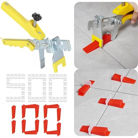 Lot de 601 Système de Nivellement Leveller de Carrelage, 3 mm Croisillon Carrelage Autonivelant, Kit de Nivellement pour Carrelage(500 Clips + 100 Cales + 1 Pince) (1/5)