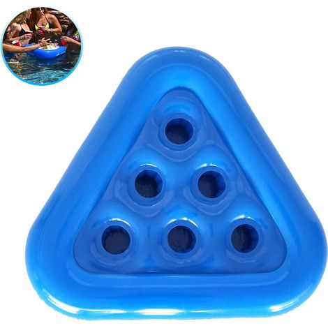 Support gonflable pour bière-Jeu de piscine - Dessous de verre gonflable en triangle - Porte-gobelet - Sous-verre - Table de jeu flottante (Bleu) (1/5)