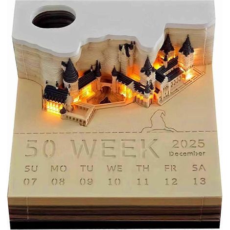 Zeitmesser-Kalender, Tischkalender 2025 mit Notizblock und Beleuchtung