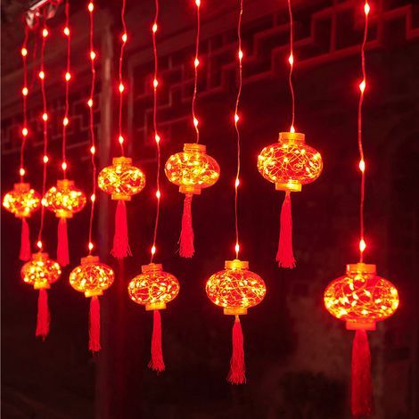 Lanternes LED clignotantes, guirlandes lumineuses en fil de cuivre rouge (1/4)