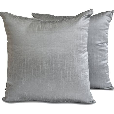 Funda de almohada lumbar de lujo HomeCentric, gris plateado, 30,5 cm x 61 cm, paquete de 2, funda de almohada rectangular de rayón de color liso, adecuada para estilos de decoración modernos.