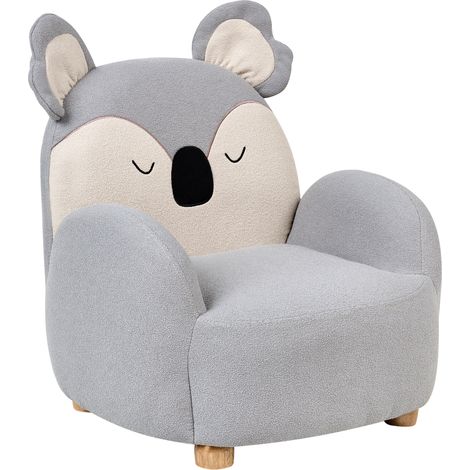 Sillón infantil tapizado de koala para niños gris Hervik