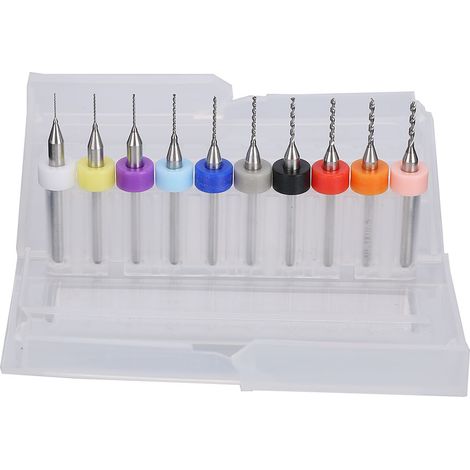 Kit de 10 mini forets en acier tungstène de 0,3 à 1,2 mm pour circuits imprimés. (1/5)