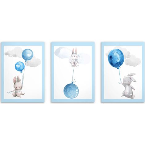 Ensemble d'affiches pour enfants Lapins bleus Images pour enfants 50x70 (1/5)