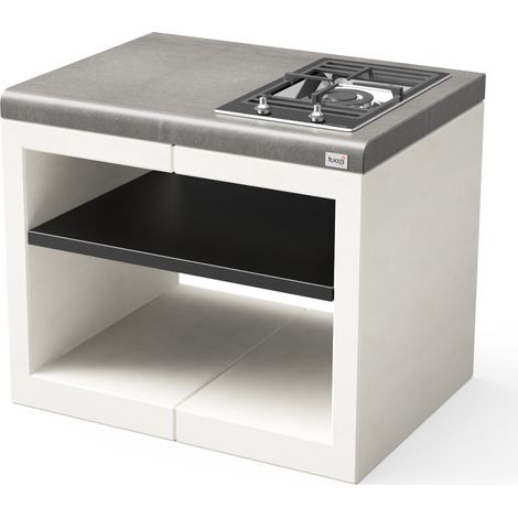 TUOZI - Module de support pour plans de travail KITAWAY GAS pour Barbecue en Béton Préfabriqué (Blanc, Gris - 84 x 63 x 63 cm) - Usage Extérieur