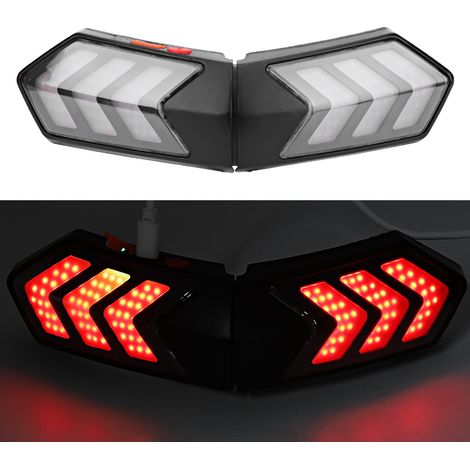 Casque Moto Bluetooth LED Feu Stop Clignotant Sécurité Arrière Moto Éclairage (1/5)