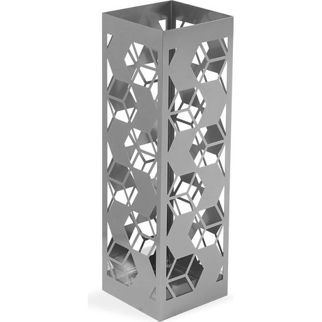 Porta ombrelli grigio casa ufficio in metallo con vaschetta contenitore acqua contenitore Moderno h cm 49 stand quadrato (1/4)