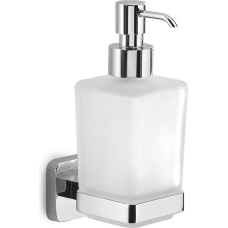 DOSA SAPONE DA PARETE IN ACCIAIO INOX E VETRO MODELLO TONGA - DIM. CM (LXPXH): 6,3X11,7X17,3 - CROMATO  - GDY