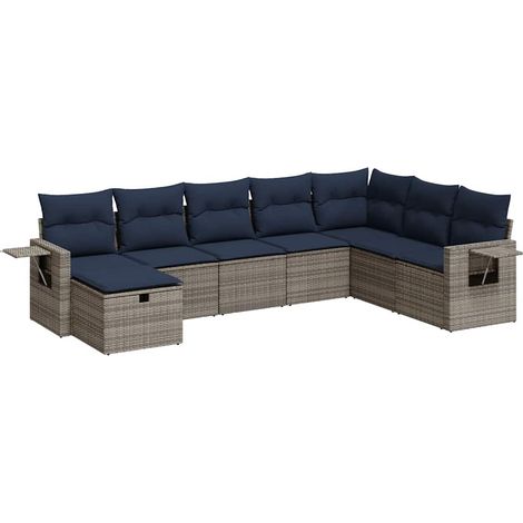 Maison Exclusive - Set Divano da Giardino 8 pz con Cuscini Grigio in Polyrattan (1/5)