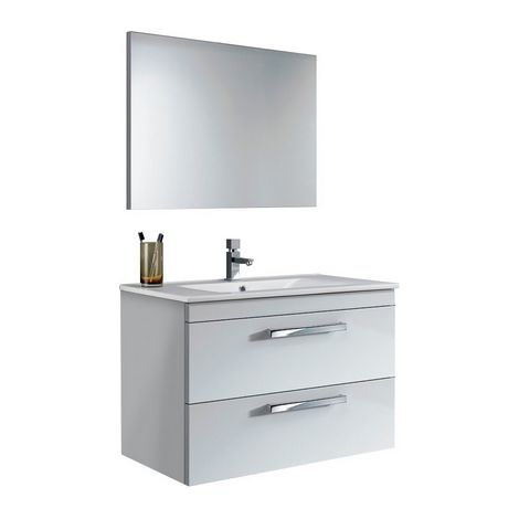 MOBILE BAGNO ARUBA LACCATO BIANCO CM.80X45X57H CON SPECCHIO (LAVABO NON INCLUSO) (1/3)