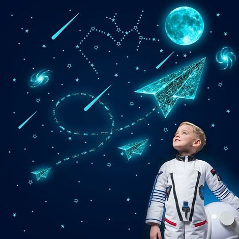 Etoiles Phosphorescentes Plafond, Stickers Muraux Enfants Stikers Murals Lune pour Bebe Garcon Fille Enfant Nurserie Adulte Chambres Plafond Décoration