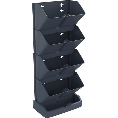 Ensemble de 4 pcs Jardinière，Bac à fleurs，Pot de fleurss verticales Anthracite PP CFW65278 (1/5)