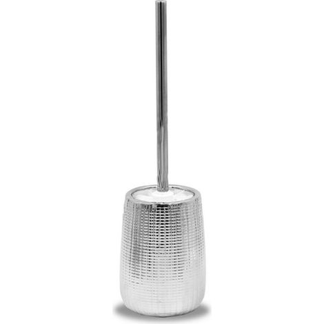 Cleafe - Porta Scopino Colore Argento Con Scopino Accessori Arredo Da Bagno Moderno 59925 - (1/2)