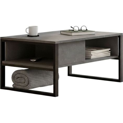Dmora - Wohnzimmertisch Astraia, Niedriger Wohnzimmertisch, Kaffeeregal, Couchtisch für Sofa, 100x60h44 cm, Silber, mit verstärkter Verpackung