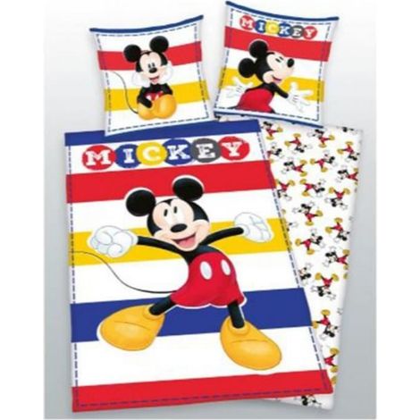 Parure de couette - Mickey Mouse - 90x190 cm - 100% Polyester - 2 pièces - Lavable en machine