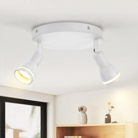 ZMH Spot de Plafond LED 2 Ampoules Blanc Salon Plafonnier Spot Orientable GU10 Spot Lampe Plafonnier Moderne Spot de Plafond pour Cuisine, Chambre, Couloir, sans Ampoule (1/5)