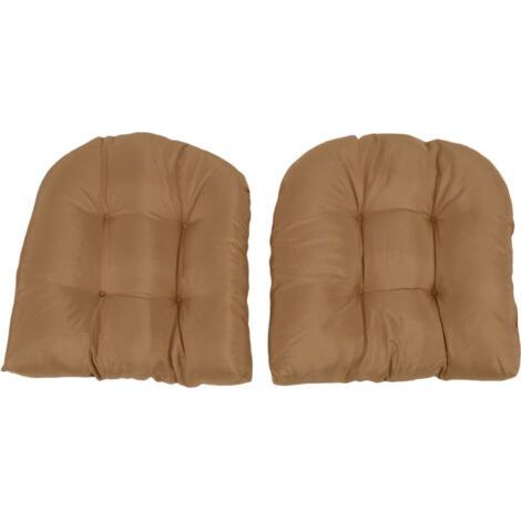 Lot de 2 coussins de chaise d'extérieur capitonnés, épais, en forme de U, 48 x 48 cm, marron clair (1/5)