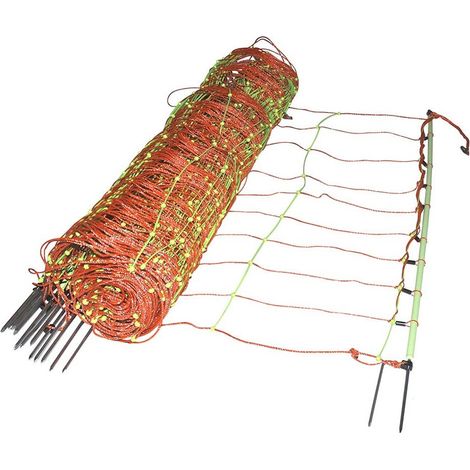 Euronetz combi rete arancio per ovini altezza 105 cm completo di 14 picchetti lunghezza 50 m: rete 105cm/1p/14pic/50m (1/2)