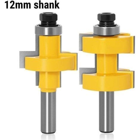 Juego de 2 fresas para router de lengüeta y ranura, juego de lengüeta y ranura a 90 grados, fresa para madera, herramienta de corte para madera (Tamaño: vástago de 12 mm) (1/4)
