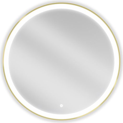 Mexen Esso espejo de baño iluminado, redondo 80 cm, LED 6000K, antivaho, marco dorado - 9825-080-080-611-50 (1/5)