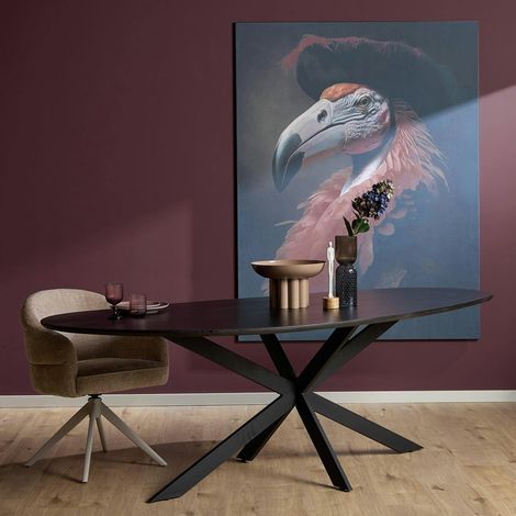 Table à manger bois noir style organique 180 cm LEXTON